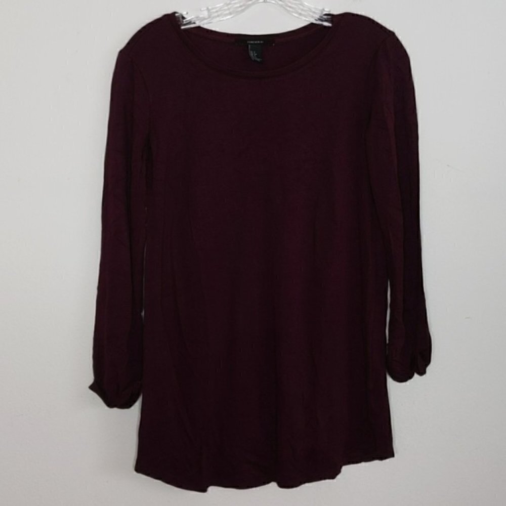 Forever 21 Maroon Long Sleeve Tunic Shirt